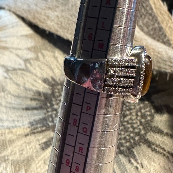 ESPO 925 Sterling Silver CZ Tiger Eye ring - size 7 - Picture 3 of 11